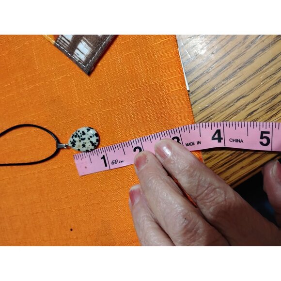 Dalmation Jasper stone on cord necklace natural stone   J-18 - Picture 5 of 6